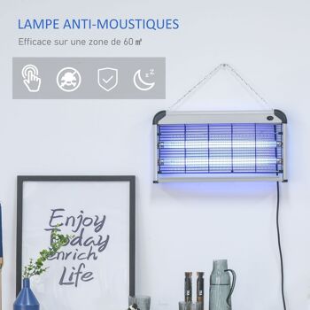 Outsunny Lampe UV anti-insectes anti moustique tue mouche électrique destructeur d'insectes 30 W noir gris 5