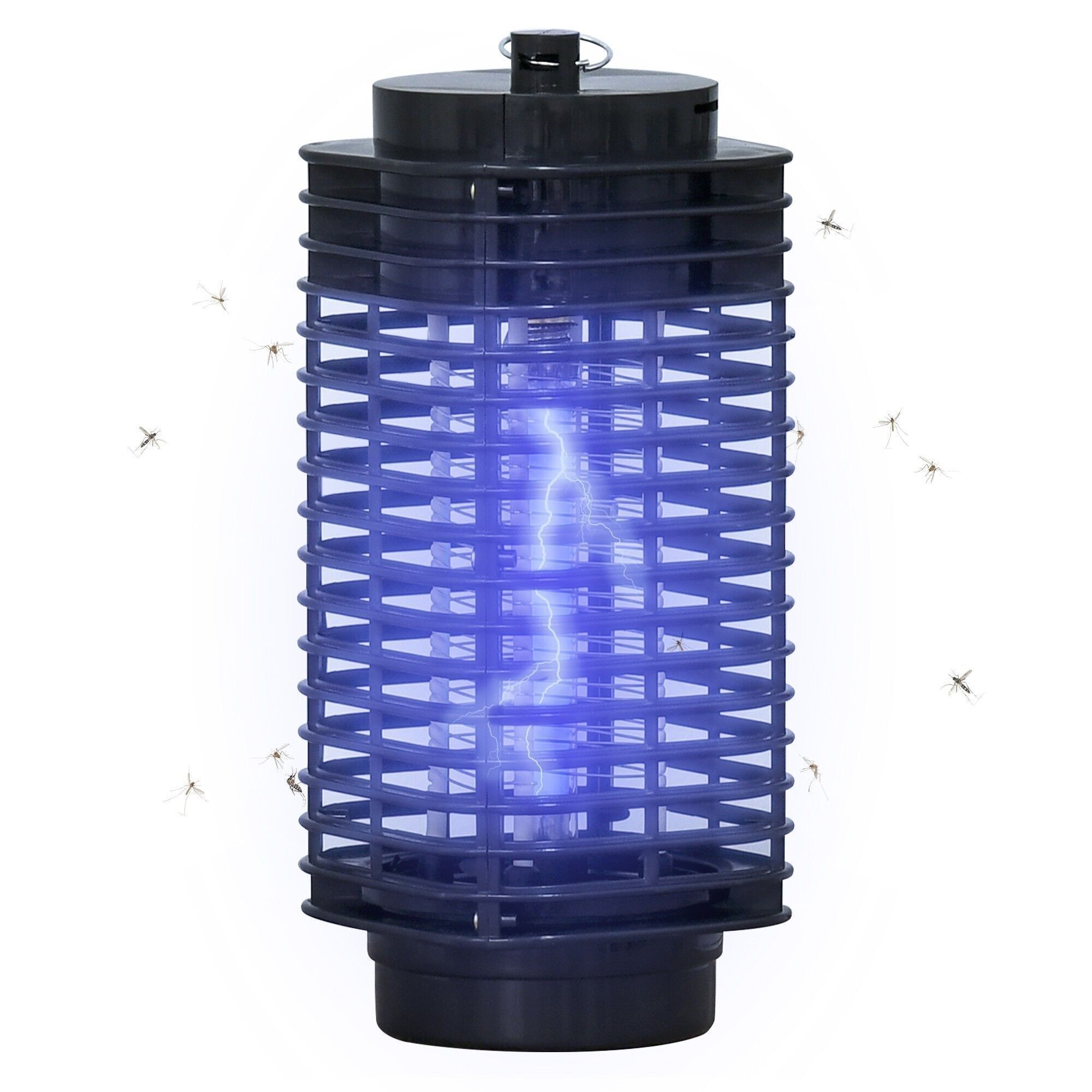 Outsunny Mückenschutz-Insektenvernichter-Lampe, Laternen-Design, elektrischer Fliegenvernichter, Insektenvernichter, LED, 3 W, Schwarz
