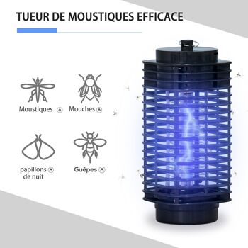 Outsunny Lampe anti-insectes anti moustique design lanterne tue mouche électrique destructeur d'insectes LED 3 W noir 5