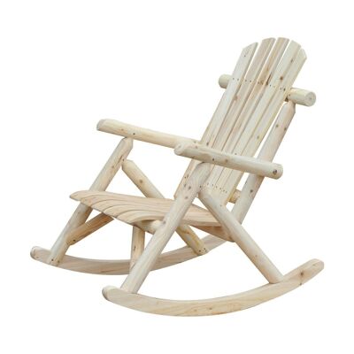 Fauteuil de jardin Adirondack à bascule rocking chair style néo-rétro assise dossier ergonomique bois naturel de pin