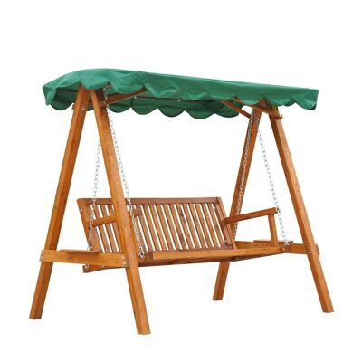 Balancelle de jardin 3 places 2 tablettes support 1,95L x 1,3l x 1,85H m charge max. 360 Kg bois de pin vert