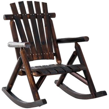 Fauteuil de jardin Adirondack à bascule rocking chair style rustique chic bois sapin traité carbonisation 1