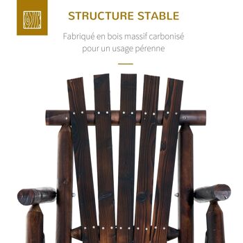 Fauteuil de jardin Adirondack à bascule rocking chair style rustique chic bois sapin traité carbonisation 5