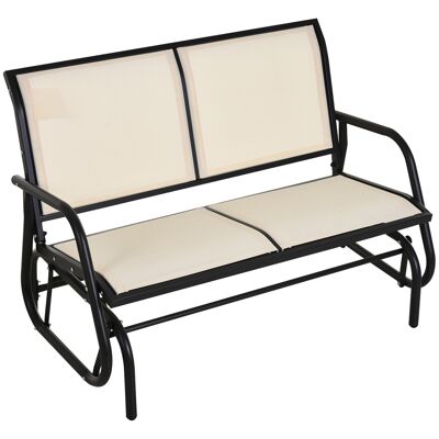 2-seater garden rocking bench, contemporary design, high comfort, armrests, ergonomic seat and backrest, beige textilene steel
