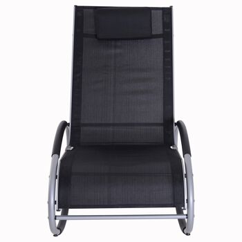 Fauteuil chaise longue à bascule design contemporain dim. 120L x 61l x 88H cm alu. polyester noir 4