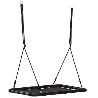 Rectangular bird's nest swing basket swing dim. 100L x 76W x 4H cm 4 rings included metal epoxy nylon black PVC