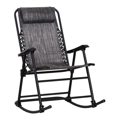 Sedia a dondolo da giardino pieghevole dim.94L x 64L x 110H cm grigio textilene epossidico acciaio