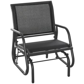 Fauteuil à bascule de jardin rocking chair design contemporain métal textilène noir 1