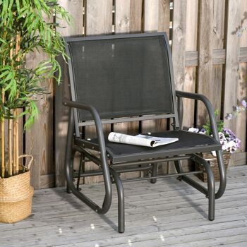 Fauteuil à bascule de jardin rocking chair design contemporain métal textilène noir 2