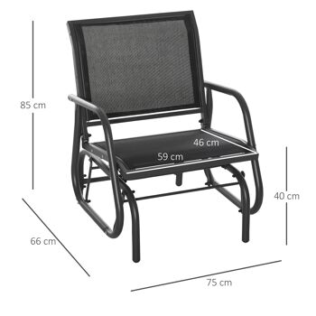Fauteuil à bascule de jardin rocking chair design contemporain métal textilène noir 3