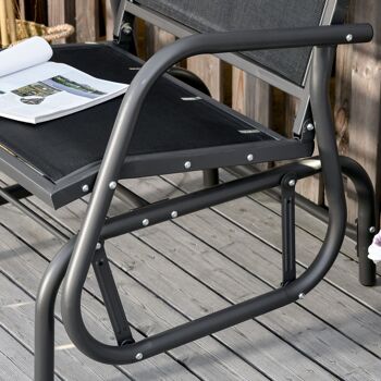 Fauteuil à bascule de jardin rocking chair design contemporain métal textilène noir 4