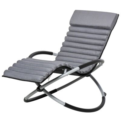 Contemporary design foldable rocking lounge chair with gray black textilene metal suede look mattress