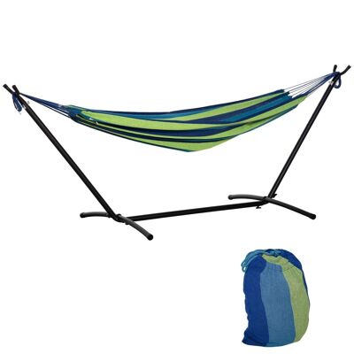 Garden hammock with epoxy metal stand 1-seater standing hammock max. 120 Kg blue transport bag