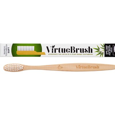 Cepillo de dientes de bambú suave blanco plano para adultos