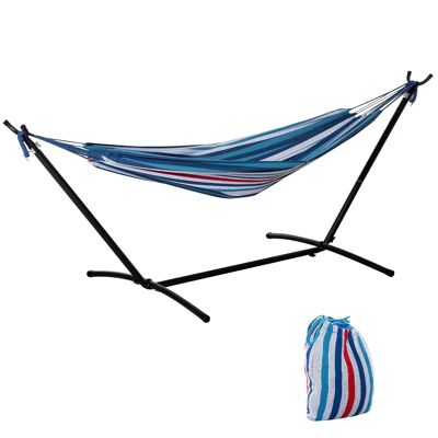 Hamac de jardin avec support en métal époxy hamac sur pied 1 place charge max. 120 Kg sac transport multicolore