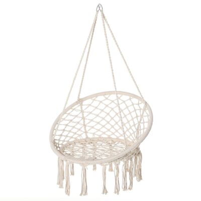 Chaise suspendue chaise hamac de voyage portable Ø 80 x 42H m macramé coton polyester beige