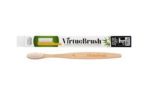 Adult Flat White Medium bamboo toothbrush