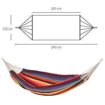 Hamac de voyage respirant portable toile de hamac dim. 2,9L x 1,5l m sac transport coton polyester multicolore 3