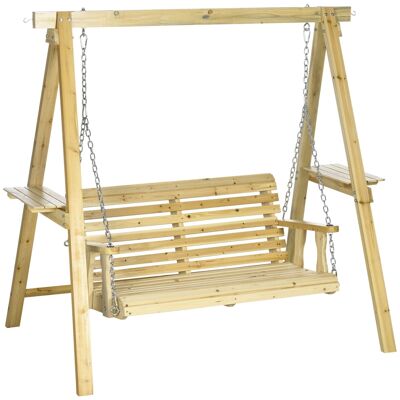 2-seater wooden garden swing seat, adjustable height - 196 x 120 x 171 cm