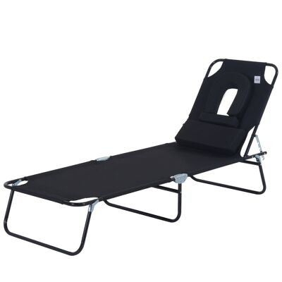 Bain de soleil pliable transat inclinable 4 positions chaise longue de lecture 3 coussins fournis noir