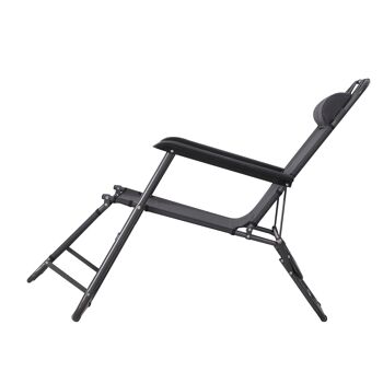 Chaise longue inclinable transat bain de soleil 2 en 1 pliant têtière amovible charge max. 136 Kg toile oxford facile d'entretien gris 5