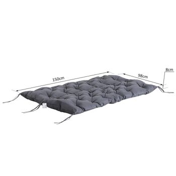 Coussin matelas assise dossier pour banc de jardin balancelle canapé 3 places grand confort 150 x 98 x 8 cm 3