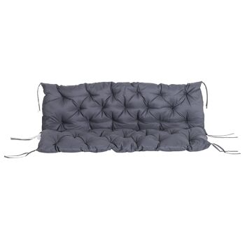 Coussin matelas assise dossier pour banc de jardin balancelle canapé 3 places grand confort 150 x 98 x 8 cm gris 5