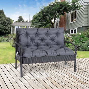 Coussin matelas assise dossier pour banc de jardin balancelle canapé grand confort 100 x 98 x 8 cm gris 2