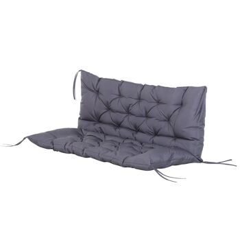 Coussin matelas assise dossier pour banc de jardin balancelle canapé 2 places grand confort 120 x 110 x 12 cm gris 1