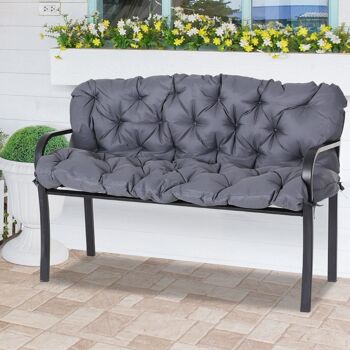 Coussin matelas assise dossier pour banc de jardin balancelle canapé 2 places grand confort 120 x 110 x 12 cm gris 2