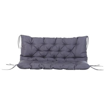 Coussin matelas assise dossier pour banc de jardin balancelle canapé 2 places grand confort 120 x 110 x 12 cm gris 4