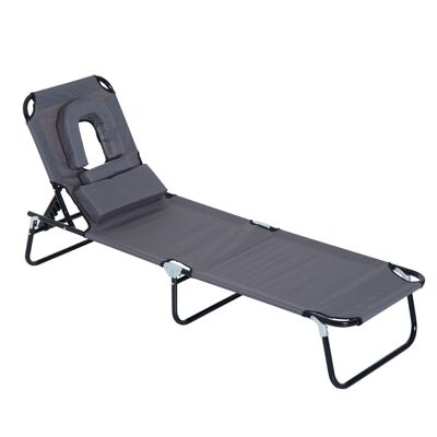 Garden deckchair folding sun lounger for reading gray