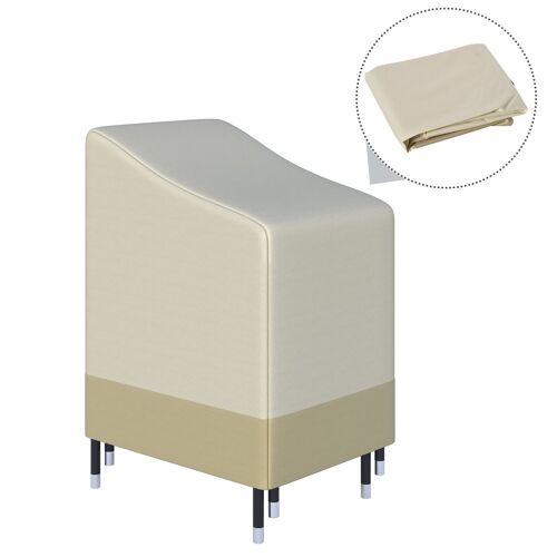 Housse de protection chaises de jardin empilables bâche étanche 70L x 90l x 115H cm oxford haute densité 600D beige café