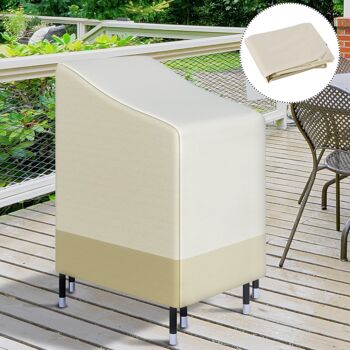 Housse de protection chaises de jardin empilables bâche étanche 70L x 90l x 115H cm oxford haute densité 600D beige café 2