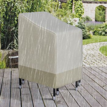 Housse de protection chaises de jardin empilables bâche étanche 70L x 90l x 115H cm oxford haute densité 600D beige café 4