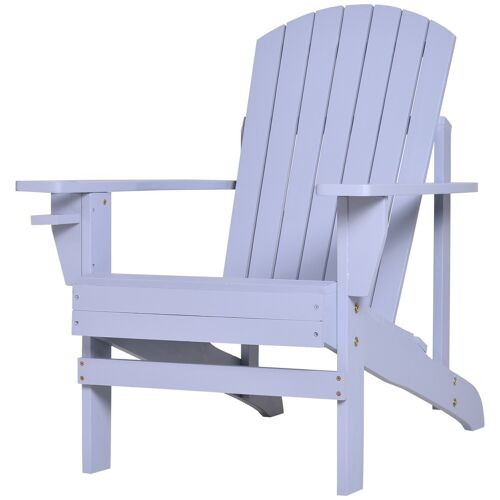 Fauteuil de jardin Adirondack grand confort porte-gobelet intégré bois de sapin traité peint gris