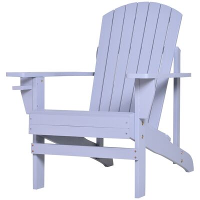 Very comfortable Adirondack garden armchair with integrated cup holder gray painted treated fir wood