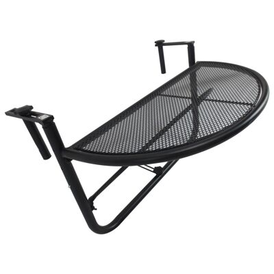 Mesa colgante para balcón Dim. 60L x 45L cm altura regulable 3 niveles metal epoxi negro