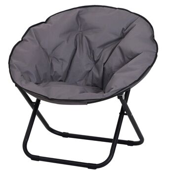 Loveuse fauteuil rond de jardin fauteuil lune papasan pliable grand confort 80L x 80l x 75H cm grand coussin fourni oxford gris 1