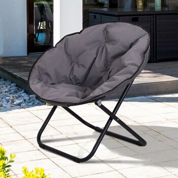 Loveuse fauteuil rond de jardin fauteuil lune papasan pliable grand confort 80L x 80l x 75H cm grand coussin fourni oxford gris 2