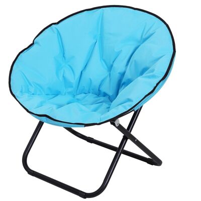 Loveuse round garden armchair foldable papasan moon armchair great comfort 80L x 80W x 75H cm large cushion provided blue oxford