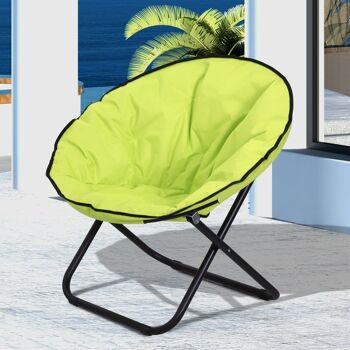 Loveuse fauteuil rond de jardin fauteuil lune papasan pliable grand confort 80L x 80l x 75H cm grand coussin fourni oxford jaune fluo 2