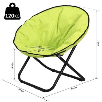 Loveuse fauteuil rond de jardin fauteuil lune papasan pliable grand confort 80L x 80l x 75H cm grand coussin fourni oxford jaune fluo 3