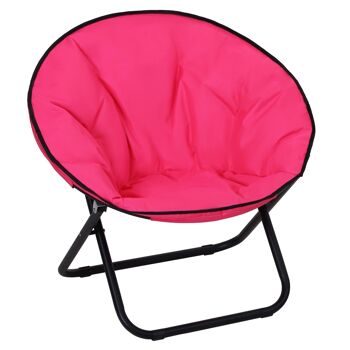 Loveuse fauteuil rond de jardin fauteuil lune papasan pliable grand confort 80L x 80l x 75H cm grand coussin fourni oxford rose 1