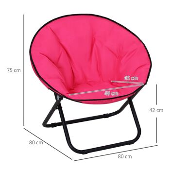 Loveuse fauteuil rond de jardin fauteuil lune papasan pliable grand confort 80L x 80l x 75H cm grand coussin fourni oxford rose 3