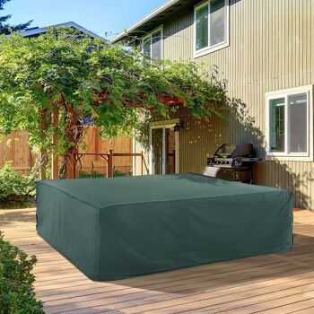 Housse de protection salon de jardin bâche étanche dim. 2,3L x 2,3l x 0,7H m polyester PVC haute densité vert 2