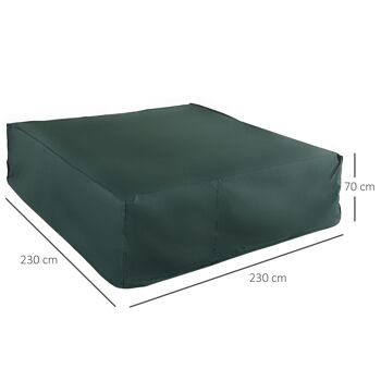 Housse de protection salon de jardin bâche étanche dim. 2,3L x 2,3l x 0,7H m polyester PVC haute densité vert 3