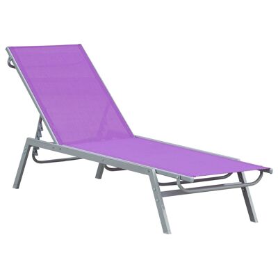 Lettino prendisole a sdraio - chaise longue - design contemporaneo - schienale reclinabile in più posizioni - metallo epossidico textilene malva - dimensioni 170 x 58 x 97 cm