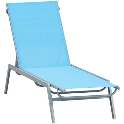 Tumbona tumbona - chaise longue - diseño contemporáneo - respaldo reclinable multiposición - metal epoxi textileno azul cielo - medidas 170 x 58 x 97 cm