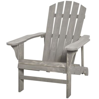 Sillón de jardín Adirondack Dim. 78W x 89D x 88H cm madera maciza de abeto gris efecto envejecido